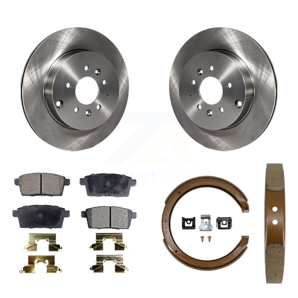 Rear Disc Rotors Semi-Metallic Pads And Parking Brake Shoes Kit For 2007-2012 Mazda CX-9 K8F-104702