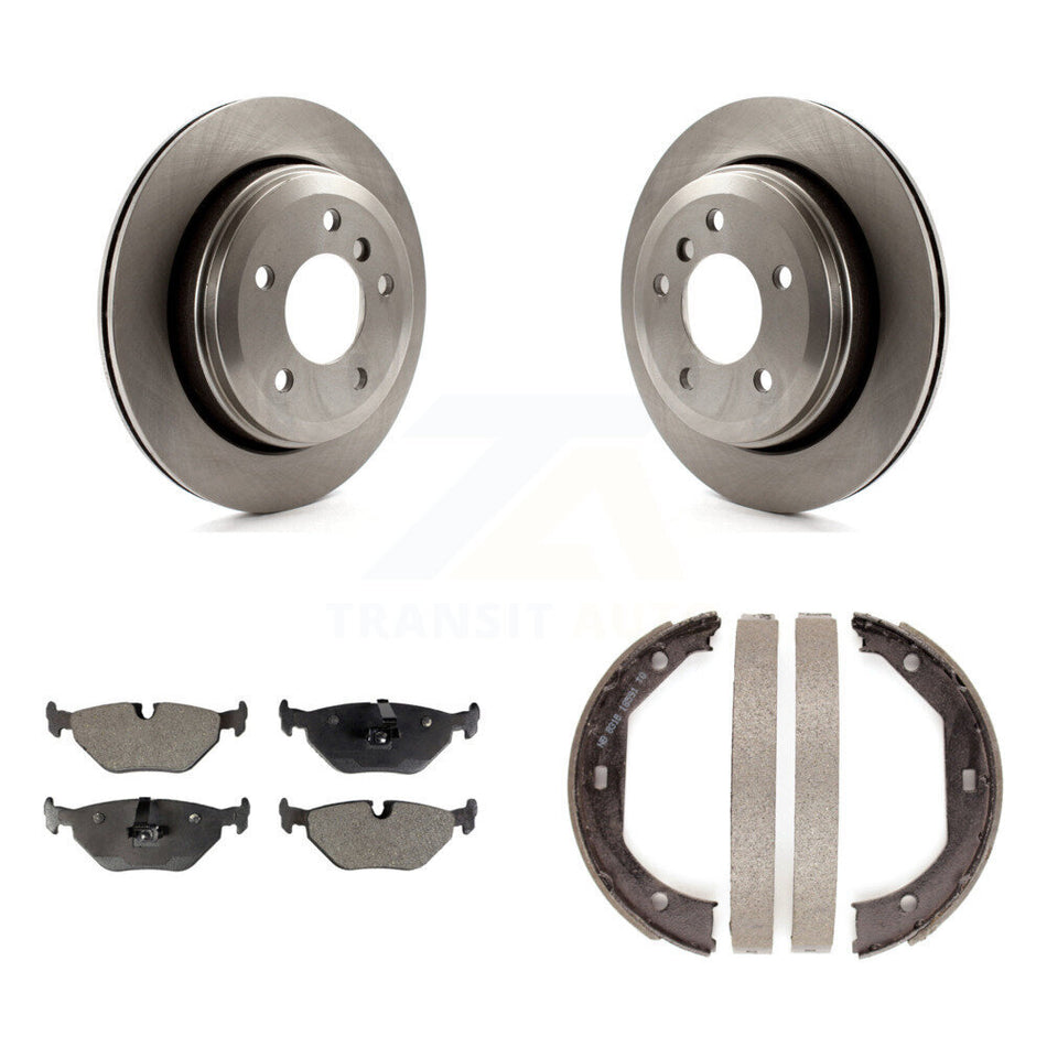 Rear Disc Rotors Semi-Metallic Pads And Parking Brake Shoes Kit For 2001-2005 BMW 325xi K8F-104704