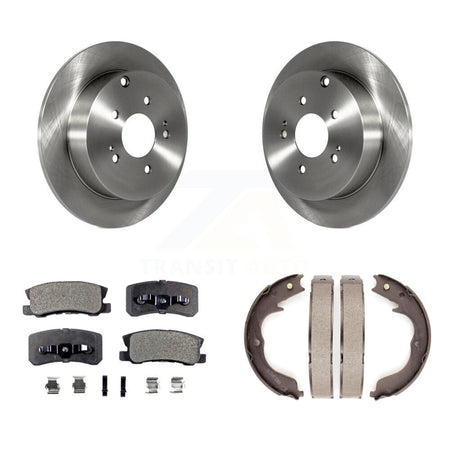 Rear Disc Rotors Semi-Metallic Pads And Parking Brake Shoes Kit For Mitsubishi Endeavor K8F-104710