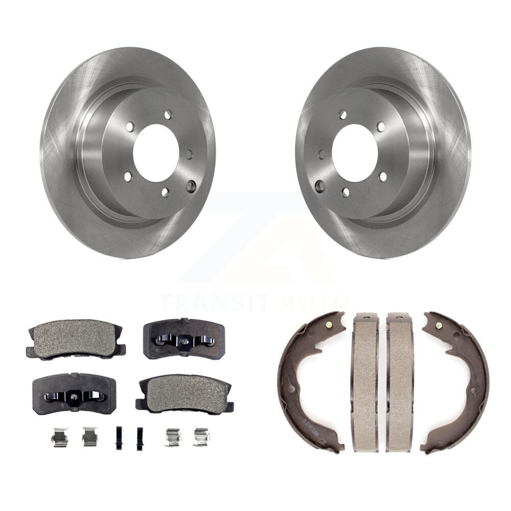 Rear Disc Rotors Semi-Metallic Pads Parking Shoes Kit For 2008 Mitsubishi Outlander 2.4L K8F-104712