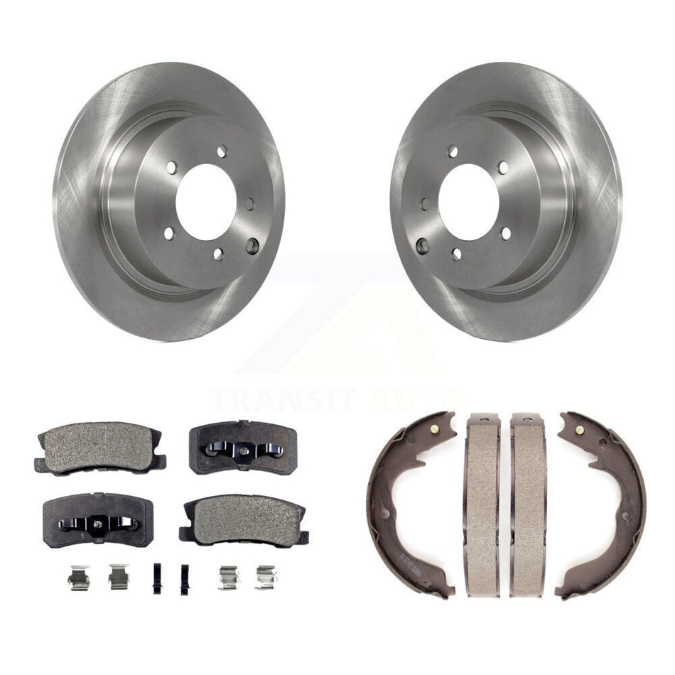 Rear Disc Rotors Semi-Metallic Pads Parking Shoes Kit For 2008 Mitsubishi Outlander 2.4L K8F-104712