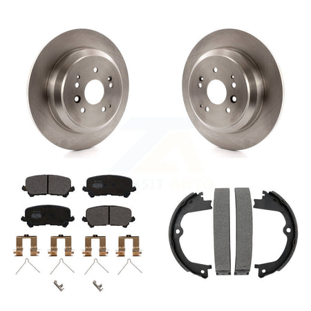 Rear Disc Rotors Semi-Metallic Pads And Parking Brake Shoes Kit For 2014-2016 Acura MDX K8F-104714
