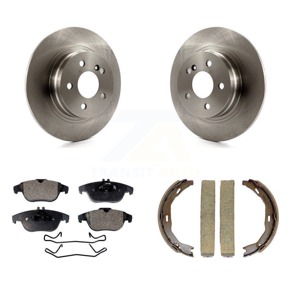 Rear Disc Rotors Semi-Metallic Pads & Parking Shoes Kit For Mercedes-Benz C300 C250 C230 K8F-104716