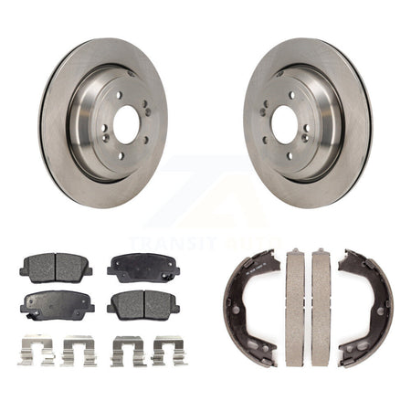 Rear Disc Rotors Semi-Metallic Pads & Parking Brake Shoes Kit For 2011-2013 Hyundai Equus K8F-104723