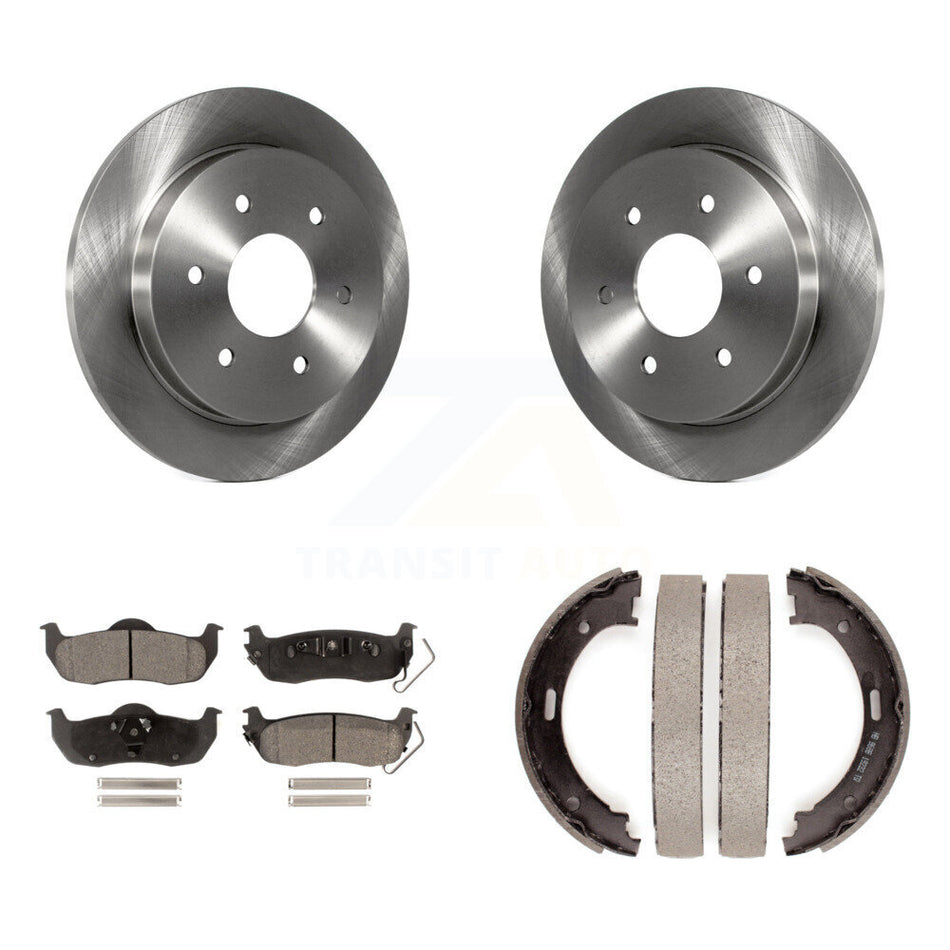 Rear Disc Rotors Semi-Metallic Pads & Parking Shoes Kit For Nissan TITAN Armada INFINITI K8F-104725