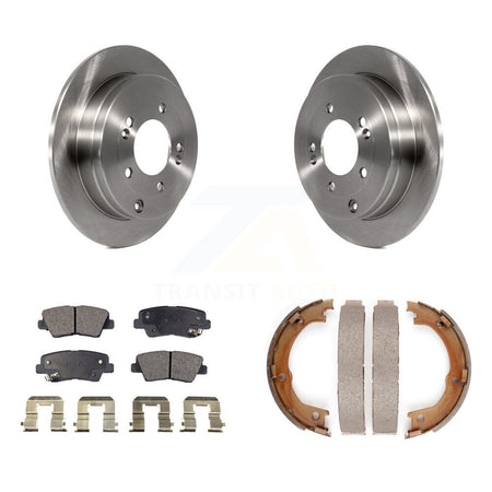 Rear Disc Rotors Semi-Metallic Pads Parking Brake Shoes Kit For Kia Amanti Hyundai Azera K8F-104730