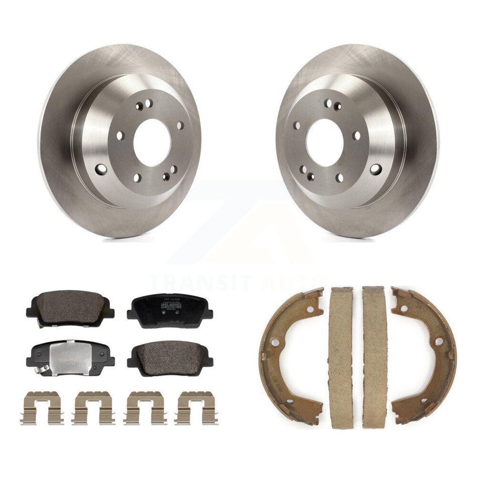 Rear Disc Rotors Semi-Metallic Pads & Parking Shoes Kit For Hyundai Santa Fe Kia Sorento K8F-104738