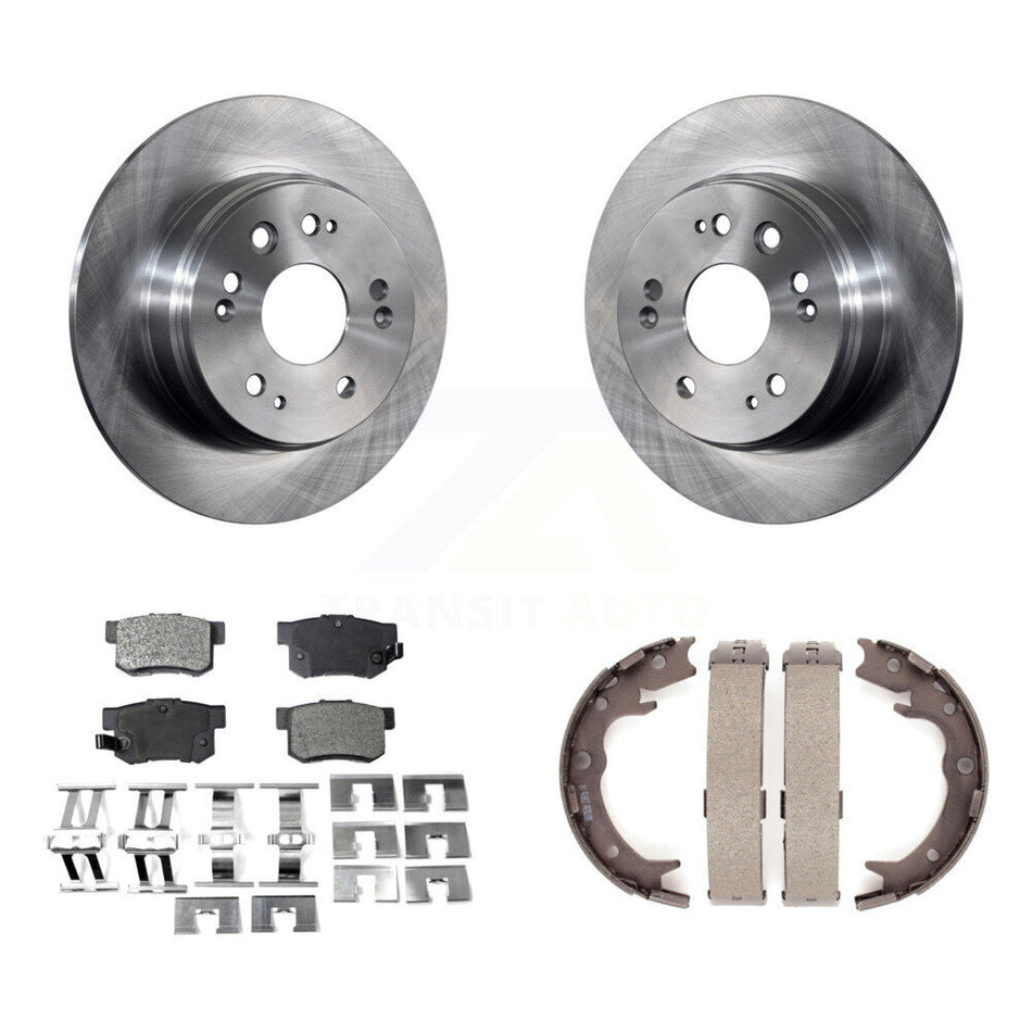 Rear Disc Rotors Semi-Metallic Pads And Parking Brake Shoes Kit For 2002-2004 Honda CR-V K8F-104740