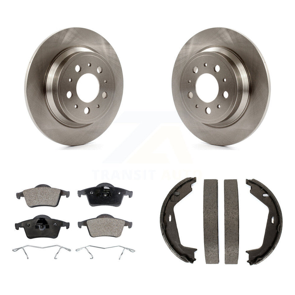 Rear Disc Rotors Semi-Metallic Pads And Parking Brake Shoes Kit For Volvo XC70 S80 K8F-104742