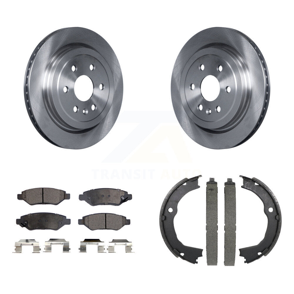 Rear Disc Rotors Semi-Metallic Pads & Parking Brake Shoes Kit For 2010-2016 Cadillac SRX K8F-104743