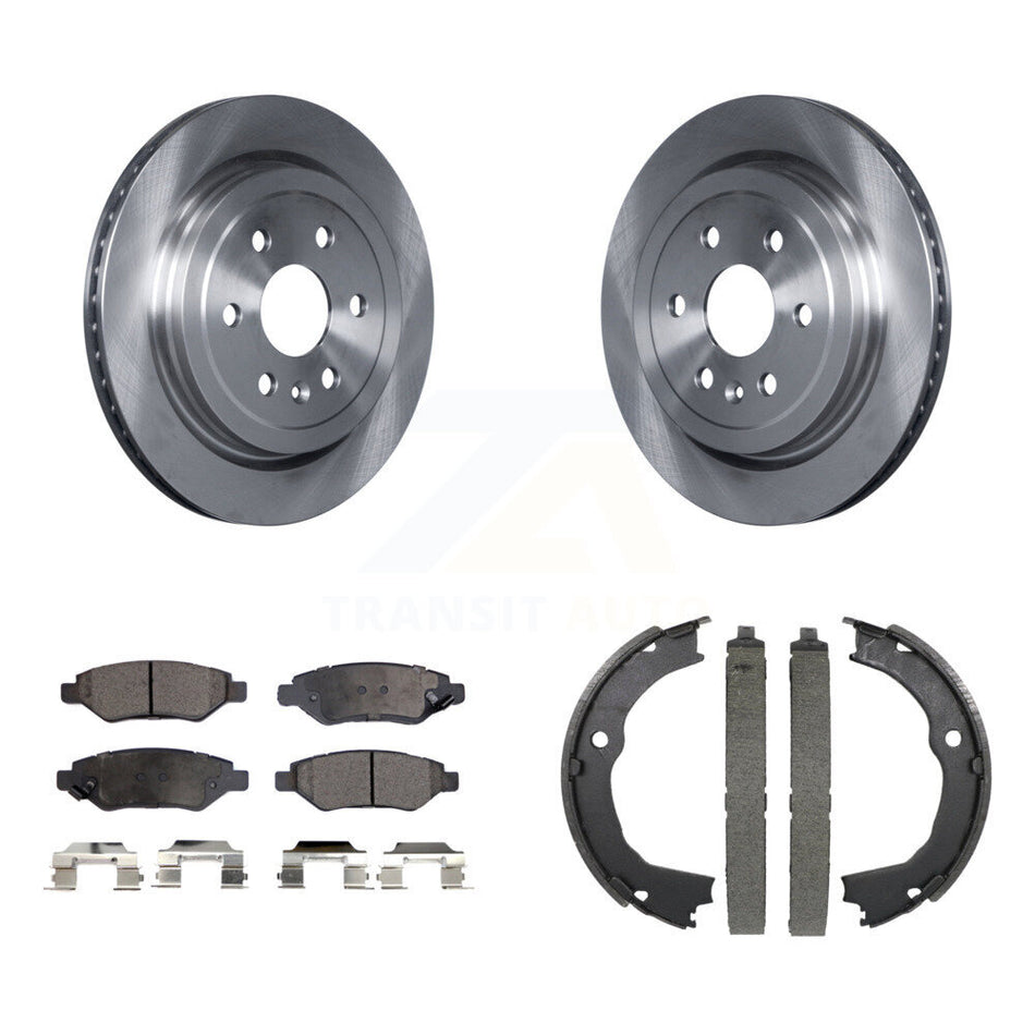 Rear Disc Rotors Semi-Metallic Pads & Parking Brake Shoes Kit For 2010-2016 Cadillac SRX K8F-104743