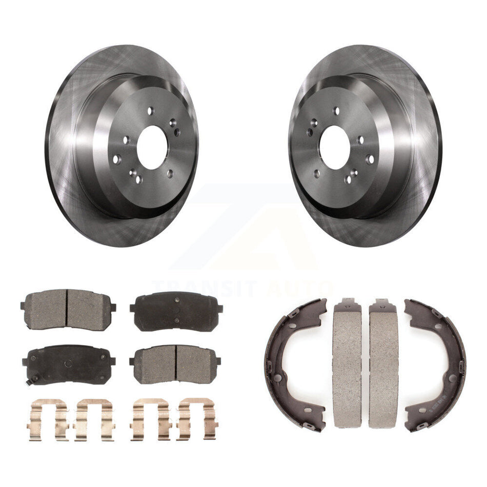 Rear Disc Rotors Semi-Metallic Pads And Parking Shoes Kit For 2007-2012 Hyundai Veracruz K8F-104747