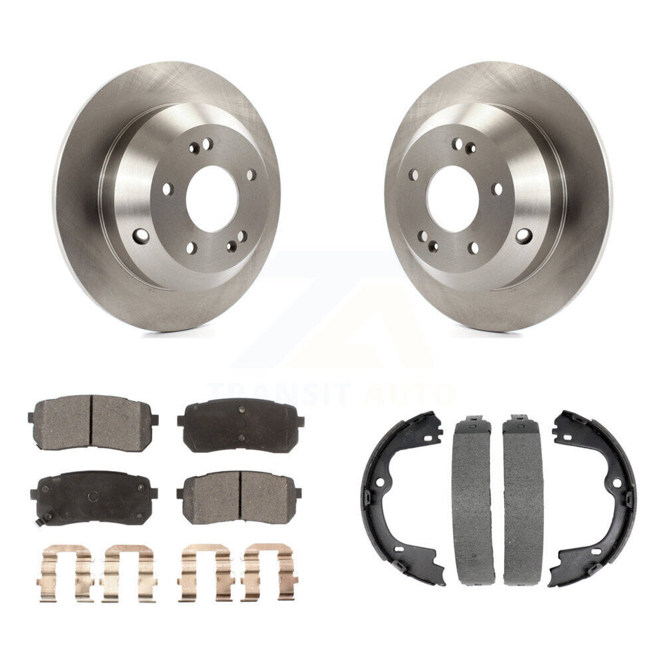 Rear Disc Rotors Semi-Metallic Pads And Parking Brake Shoes Kit For Kia Sedona K8F-104748