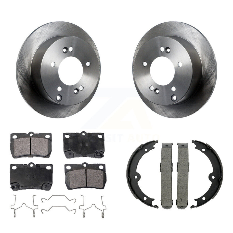 Rear Disc Rotors Semi-Metallic Pads And Parking Brake Shoes Kit For Lexus IS250 K8F-104749
