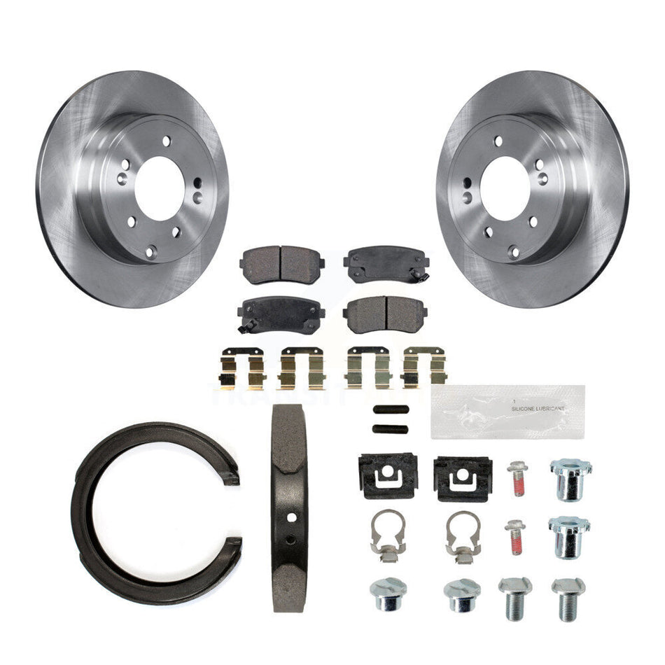 Rear Disc Rotors Semi-Metallic Pads Parking Shoes Hardware Kit For Hyundai Tucson Sonata K8F-104756