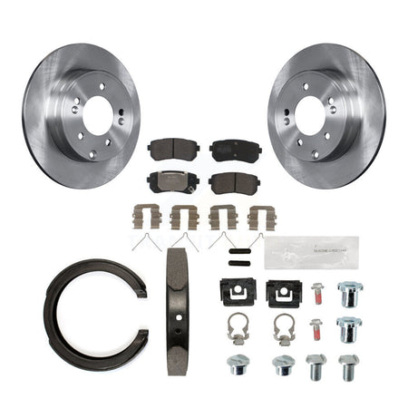Rear Disc Rotors Semi-Metallic Pads Parking Brake Shoes And Hardware Kit For Kia Optima K8F-104757