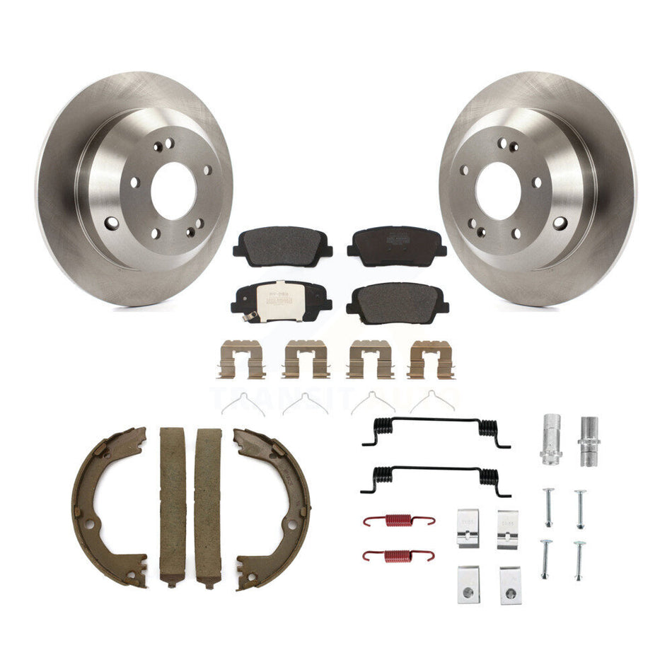 Rear Disc Rotors Semi-Metallic Pads Parking Brake Shoes And Hardware Kit For Kia Sorento K8F-104762