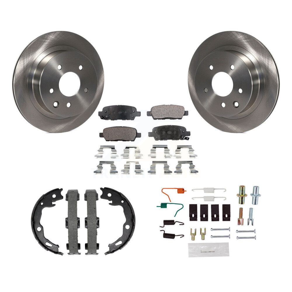 Rear Disc Rotors Semi-Metallic Pads Parking Brake Shoes And Hardware Kit For Nissan Rogue K8F-104768