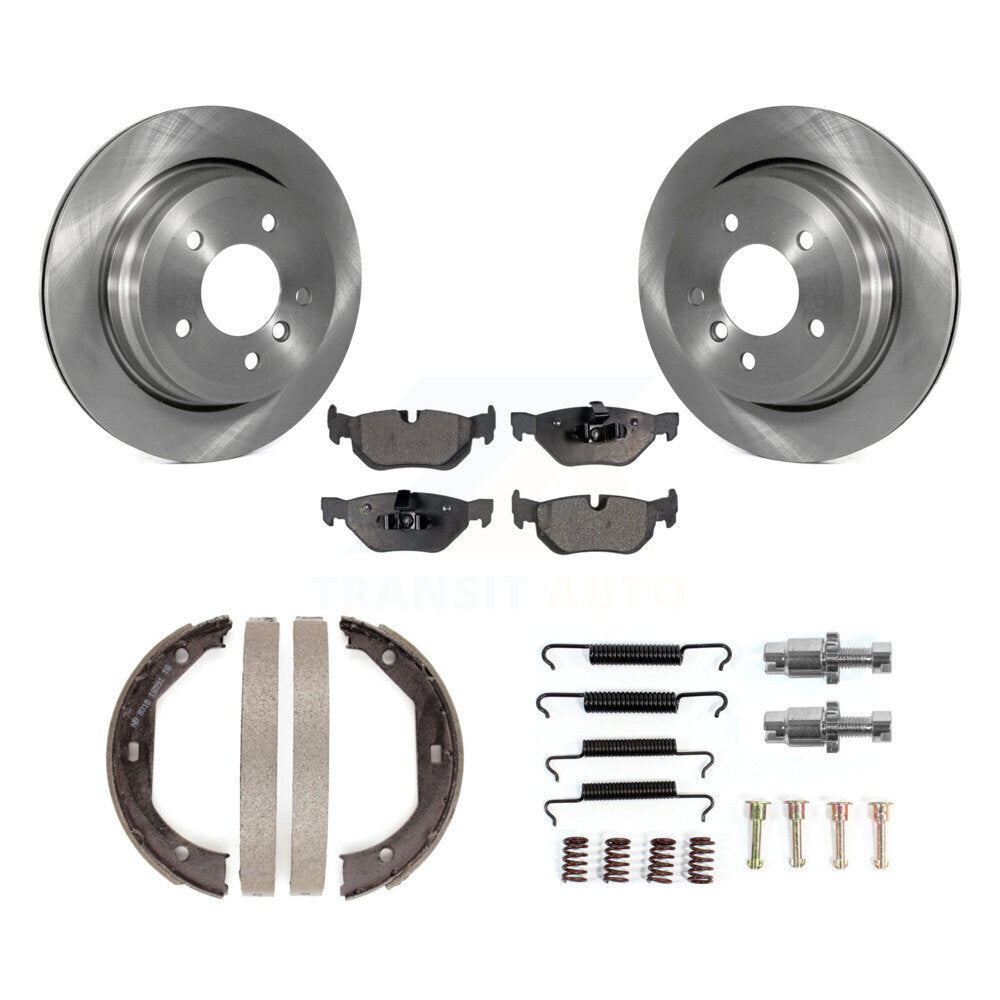 Rear Disc Rotors Semi-Metallic Pads Parking Shoes And Hardware Kit For BMW 328i xDrive X1 K8F-104769