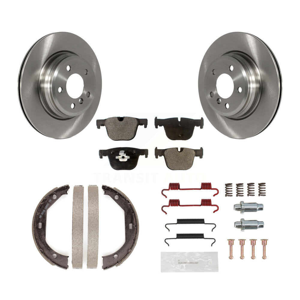 Rear Disc Rotors Semi-Metallic Pads Parking Shoes & Hardware Kit For BMW 428i xDrive Gran K8F-104772