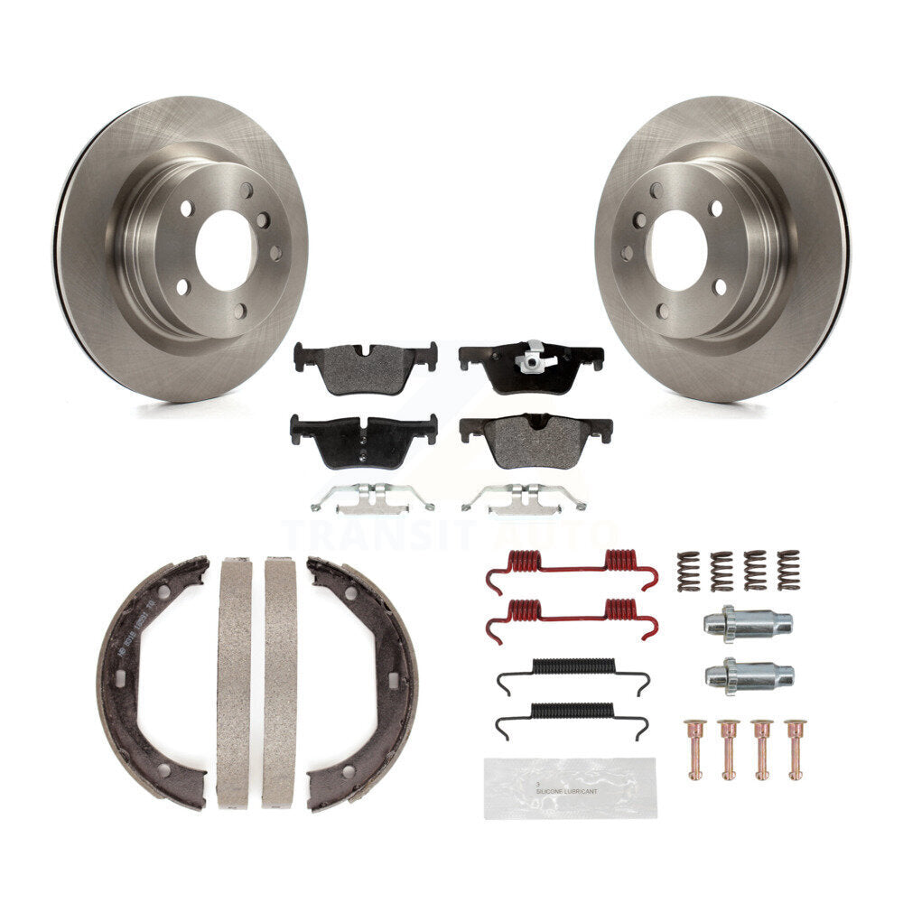 Rear Disc Rotors Semi-Metallic Pads Parking Brake Shoes And Hardware Kit For BMW 328i K8F-104775