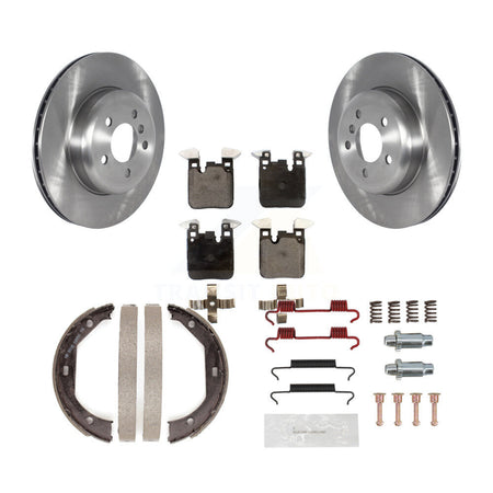 Rear Disc Rotors Semi-Metallic Pads Parking Shoes & Hardware Kit For BMW 428i xDrive Gran K8F-104777