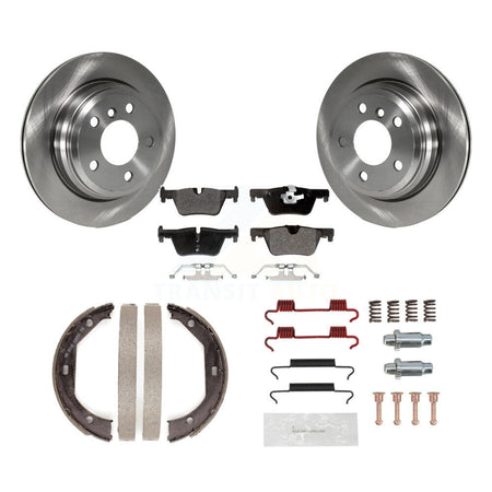 Rear Disc Rotors Semi-Metallic Pads Parking Shoes & Hardware Kit For BMW 428i xDrive Gran K8F-104779