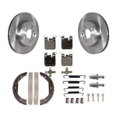 Rear Disc Rotors Semi-Metallic Pads Parking Shoes Hardware Kit For BMW 328i xDrive 330i 3 K8F-104786
