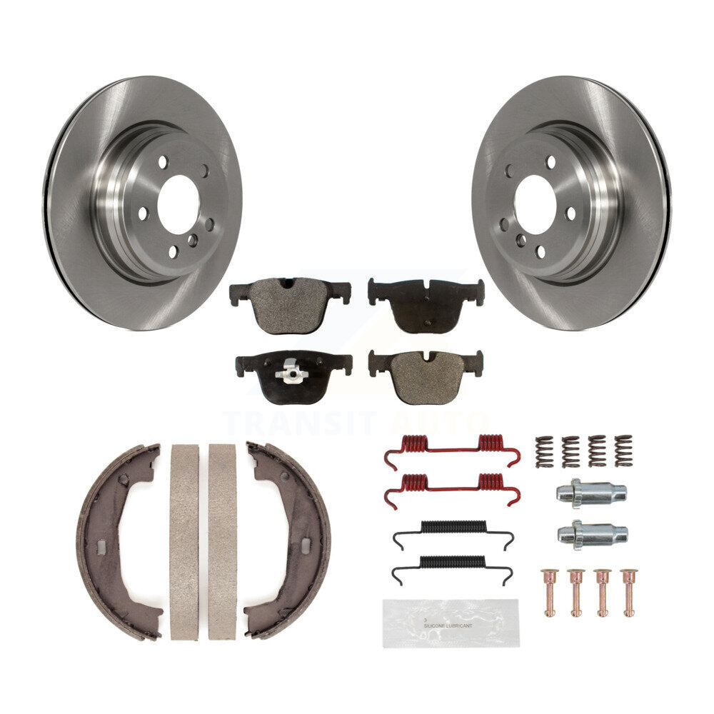 Rear Disc Rotors Semi-Metallic Pads Parking Shoes & Hardware Kit For BMW 428i xDrive Gran K8F-104791