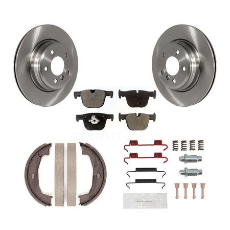 Rear Disc Rotors Semi-Metallic Pads Parking Shoes & Hardware Kit For BMW 428i xDrive Gran K8F-104791