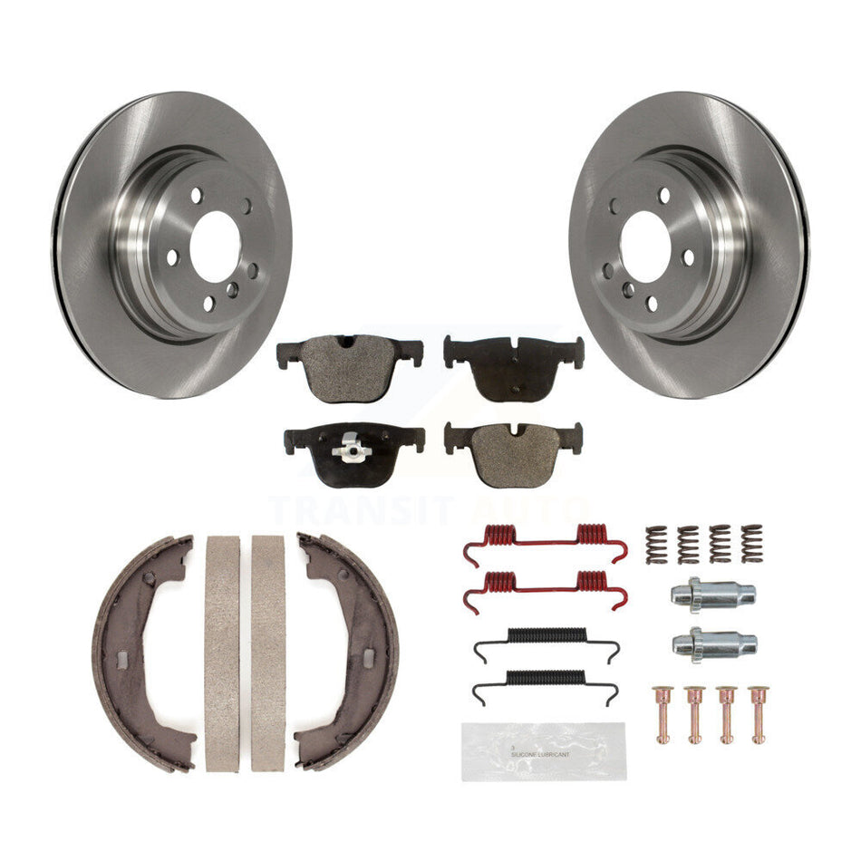 Rear Disc Rotors Semi-Metallic Pads Parking Shoes & Hardware Kit For BMW 428i xDrive Gran K8F-104791