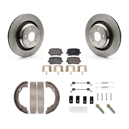 Rear Disc Rotors Semi-Metallic Pads Parking Brake Shoes & Hardware Kit For Dodge Charger K8F-104799
