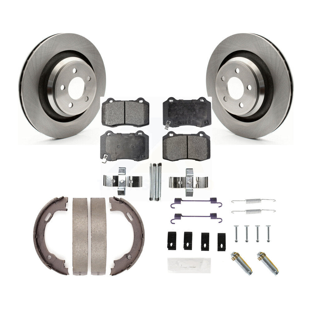 Rear Disc Rotors Semi-Metallic Pads Parking Shoes Hardware Kit For Dodge Charger Chrysler K8F-104800