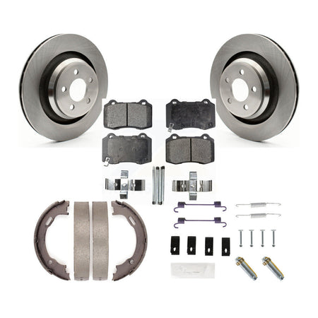 Rear Disc Rotors Semi-Metallic Pads Parking Shoes Hardware Kit For Dodge Charger Chrysler K8F-104800
