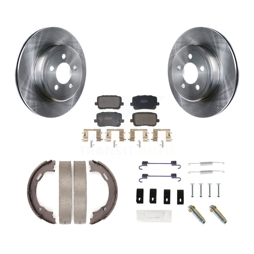 Rear Disc Rotors Semi-Metallic Pads Parking Brake Shoes & Hardware Kit For Dodge Charger K8F-104805