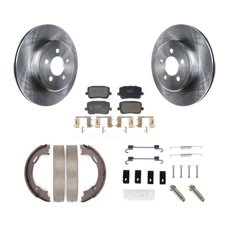 Rear Disc Rotors Semi-Metallic Pads Parking Brake Shoes & Hardware Kit For Dodge Charger K8F-104805