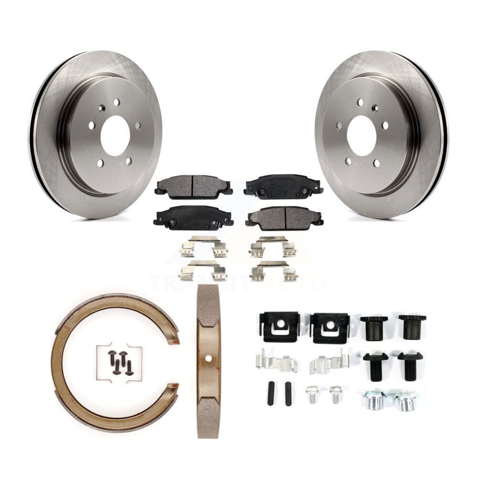 Rear Disc Rotors Semi-Metallic Pads Parking Brake Shoes And Hardware Kit For Cadillac STS K8F-104810