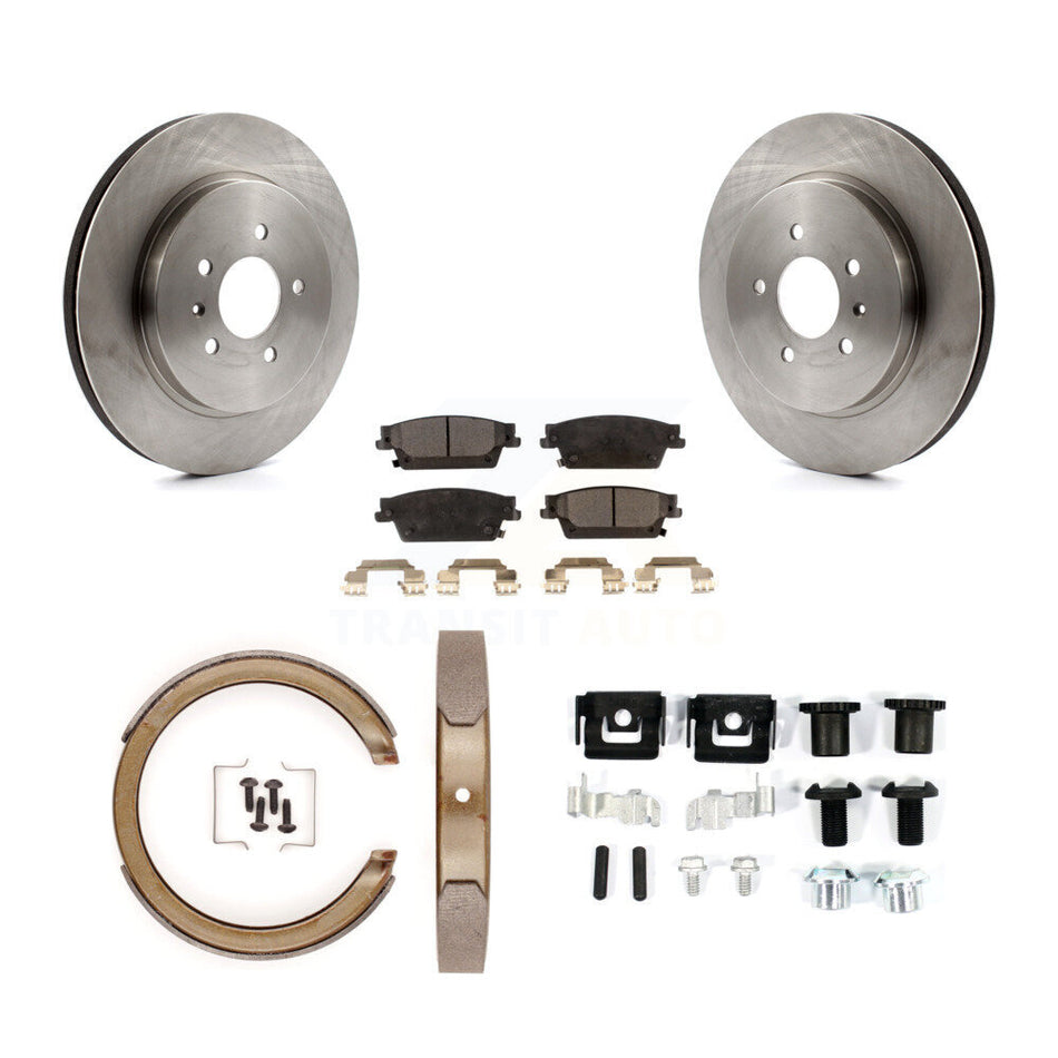 Rear Disc Rotors Semi-Metallic Pads Parking Brake Shoes And Hardware Kit For Cadillac STS K8F-104811