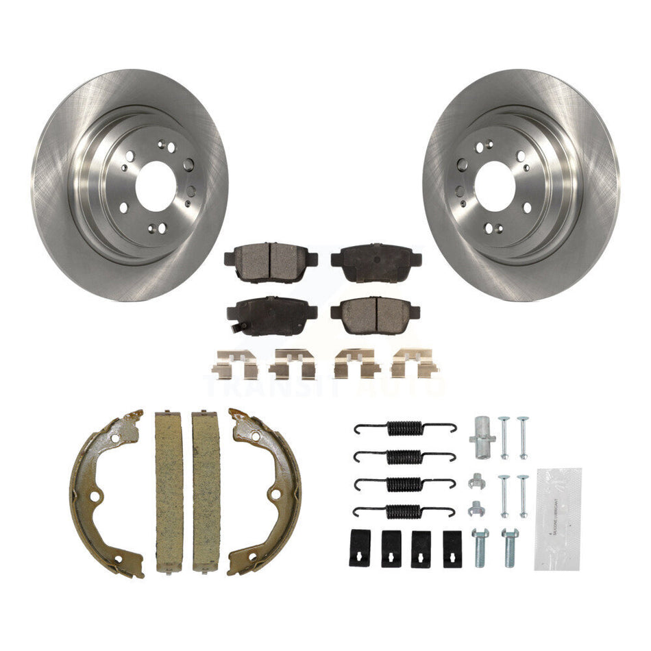 Rear Disc Rotors Semi-Metallic Pads Parking Shoes And Hardware Kit For 2009-2014 Acura TL K8F-104813