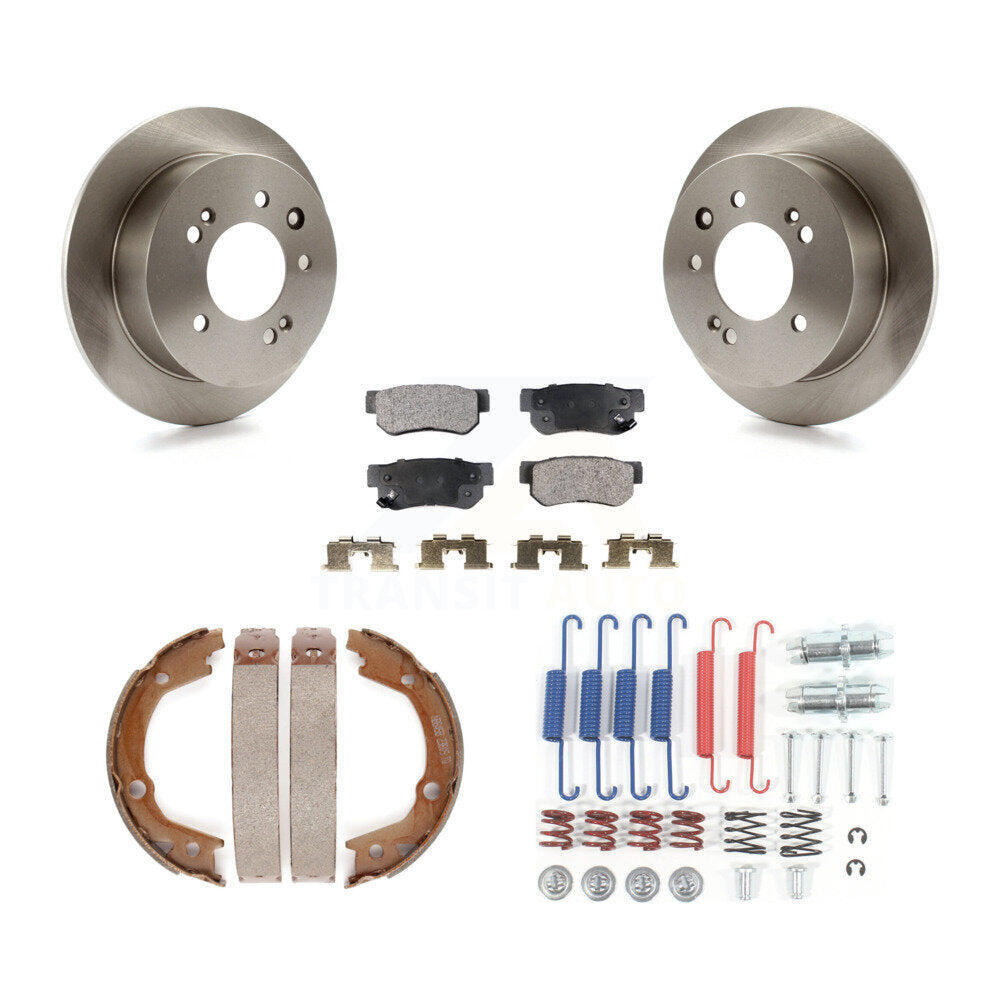 Rear Disc Rotors Semi-Metallic Pads Parking Brake Shoes Hardware Kit For Hyundai Elantra K8F-104822