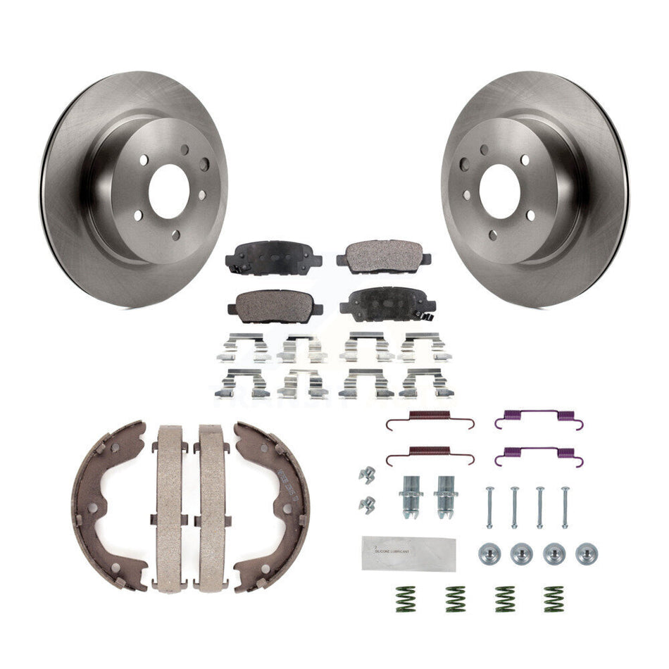 Rear Disc Rotors Semi-Metallic Pads Parking Shoes Hardware Kit For INFINITI Nissan Maxima K8F-104831