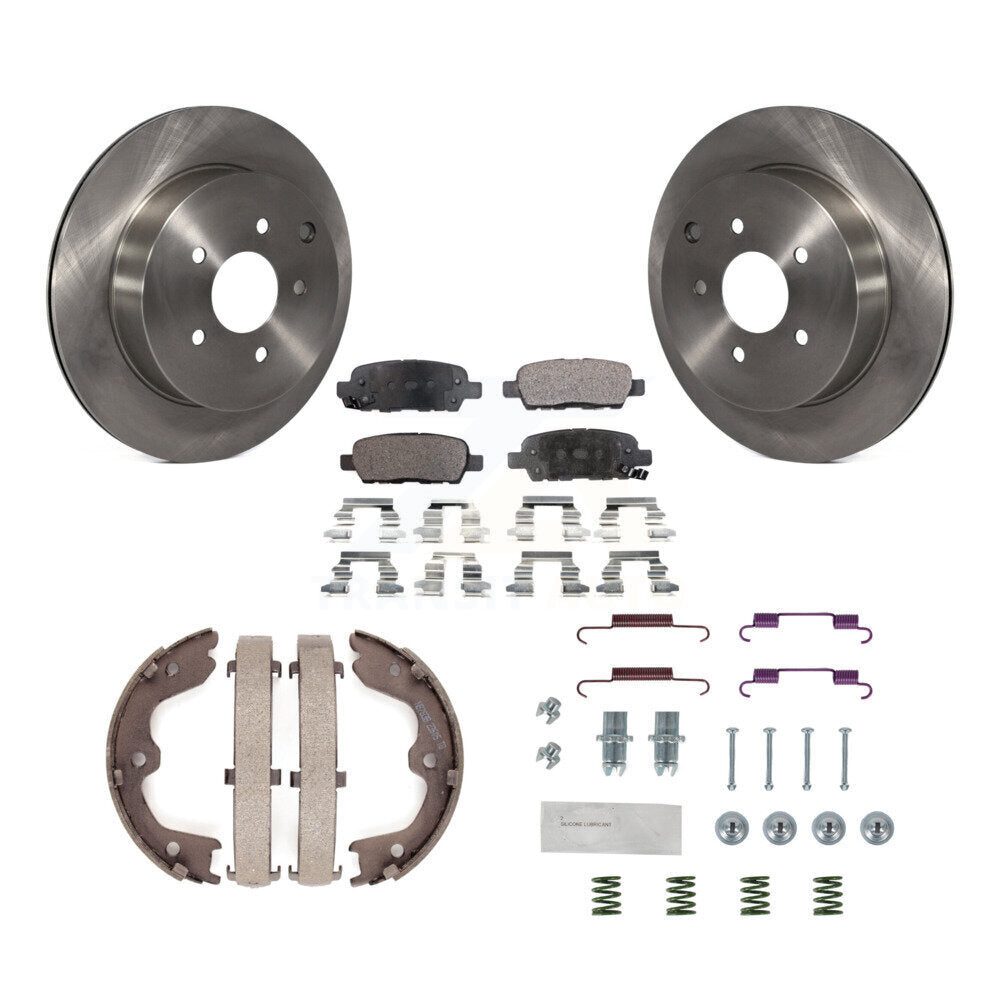 Rear Disc Rotors Semi-Metallic Pads Parking Shoes And Hardware Kit For INFINITI FX35 FX45 K8F-104839