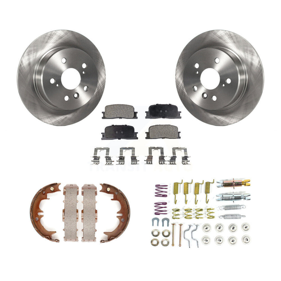 Rear Disc Rotors Semi-Metallic Pads Parking Shoes Hardware Kit For Toyota Highlander AWD K8F-104846