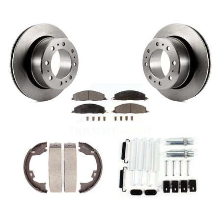 Rear Disc Rotors Semi-Metallic Pads Parking Brake Shoes And Hardware Kit For Ram 1500 K8F-104848