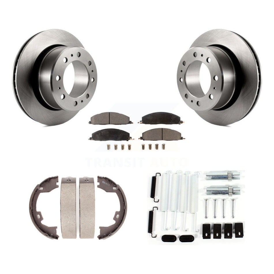 Rear Disc Rotors Semi-Metallic Pads Parking Brake Shoes And Hardware Kit For Ram 1500 K8F-104848