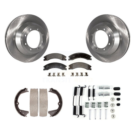 Rear Disc Rotors Semi-Metallic Pads Parking Shoes Hardware Kit For Ford E-450 Super Duty K8F-104855