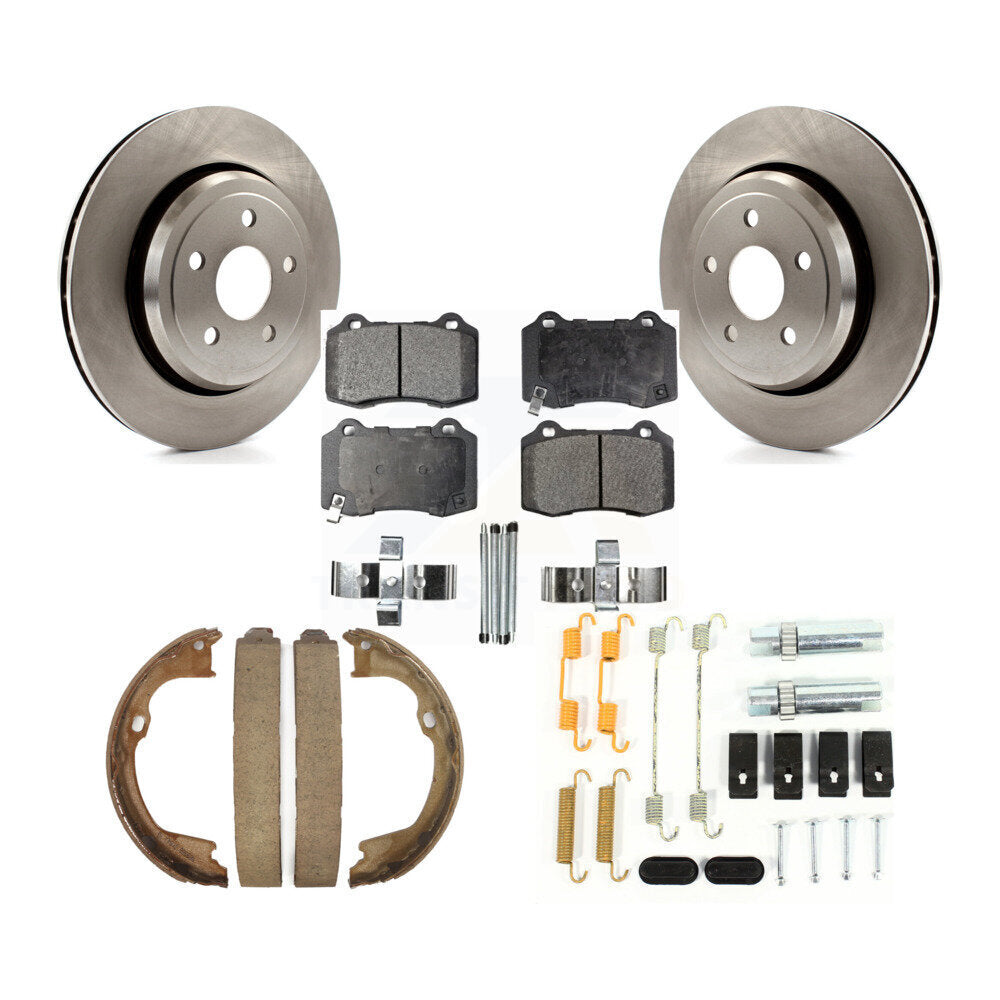 Rear Disc Rotors Semi-Metallic Pads Parking Shoes & Hardware Kit For Jeep Grand Cherokee K8F-104875