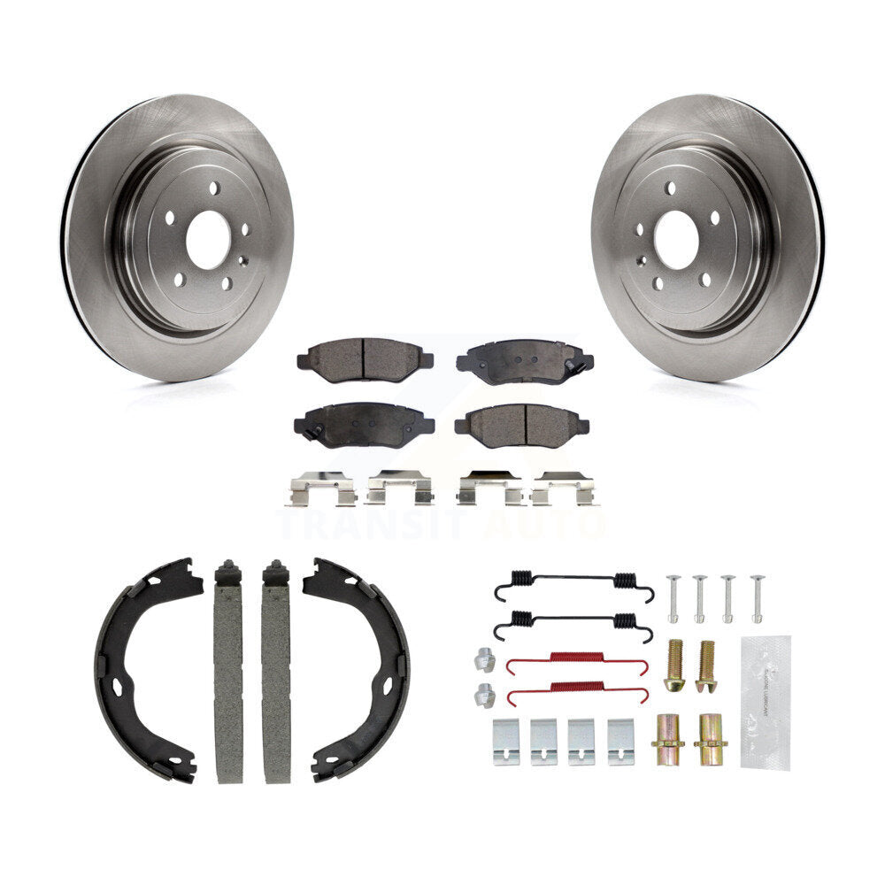 Rear Disc Rotors Semi-Metallic Pads Parking Brake Shoes And Hardware Kit For Cadillac CTS K8F-104880