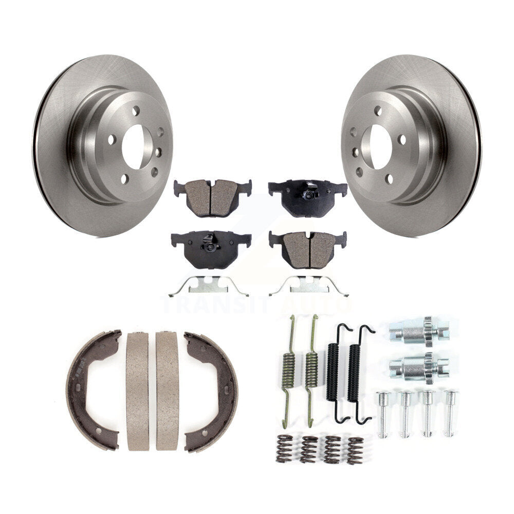 Rear Disc Rotors Semi-Metallic Pads Parking Brake Shoes And Hardware Kit For BMW X5 X6 K8F-104885