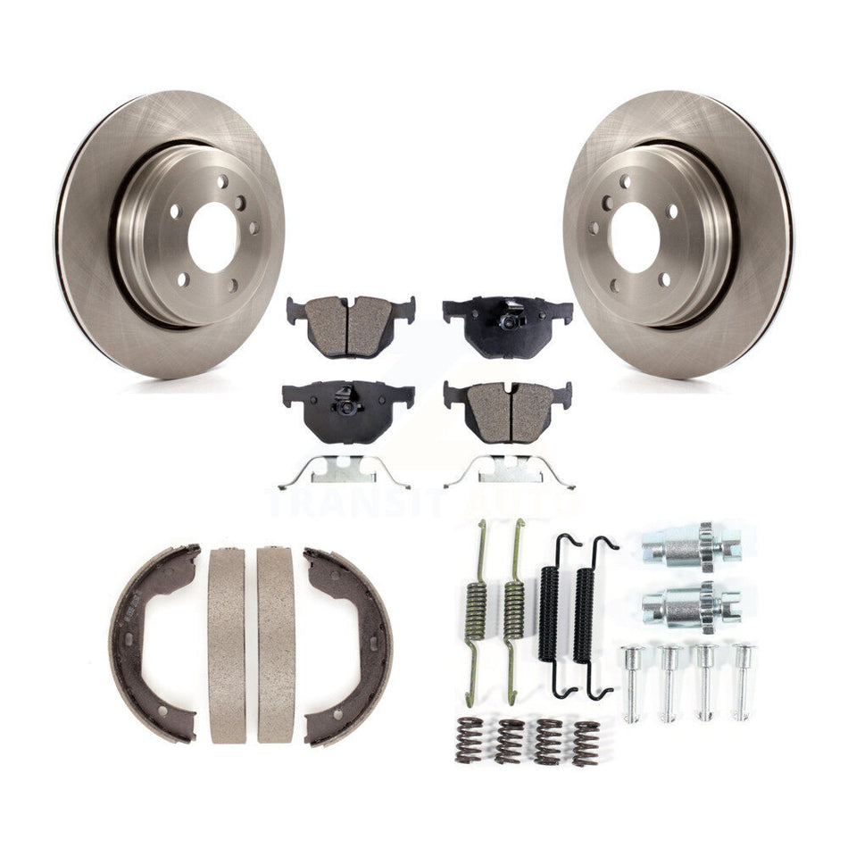 Rear Disc Rotors Semi-Metallic Pads Parking Shoes And Hardware Kit For BMW 530i 525i 528i K8F-104887